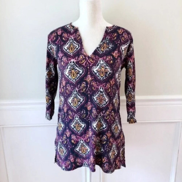J. Crew Tunic Top Shirt Cotton Medallion Print XS - Picture 1 of 4